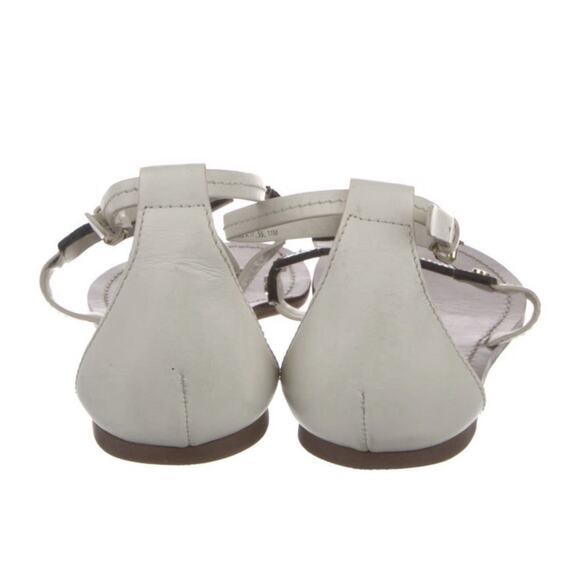 Tory Burch Phoebe Sandal Black White Leather Flat Logo Sandal Sz 11 - Picture 4 of 5